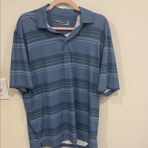 Roundtree & Yorke Blue and Green Striped Polo Shirt